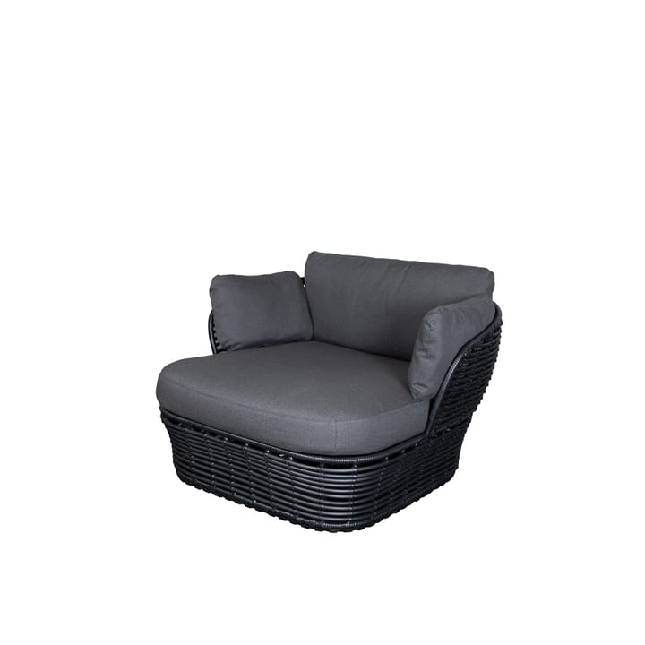 Fotel lounge Basket - Graphite Grey, w zestawie szare poduszki - Cane-line