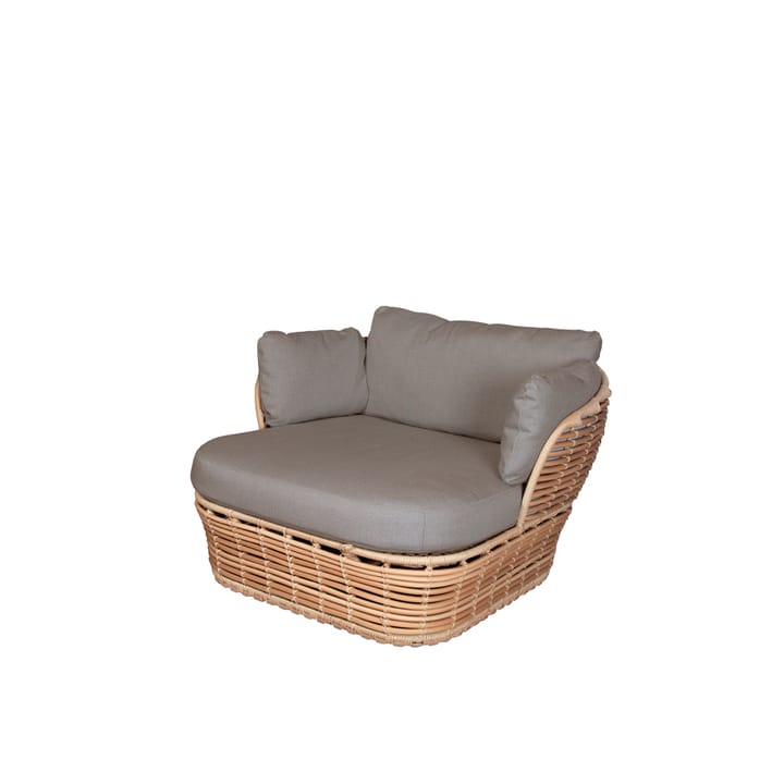 Fotel lounge Basket - Natural, w zestawie taupe poduszki - Cane-line