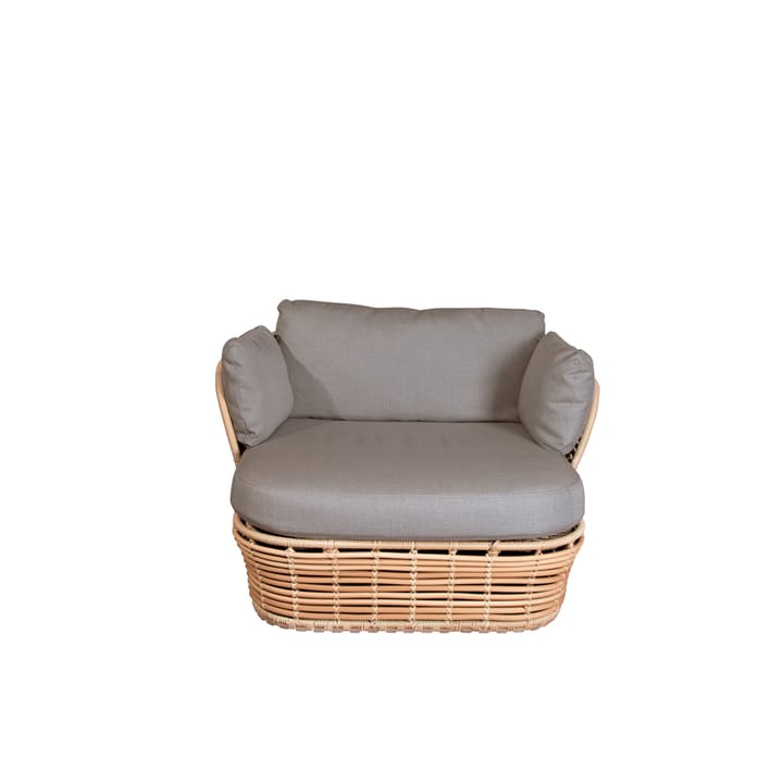 Fotel lounge Basket, Natural, w zestawie taupe poduszki Cane-line