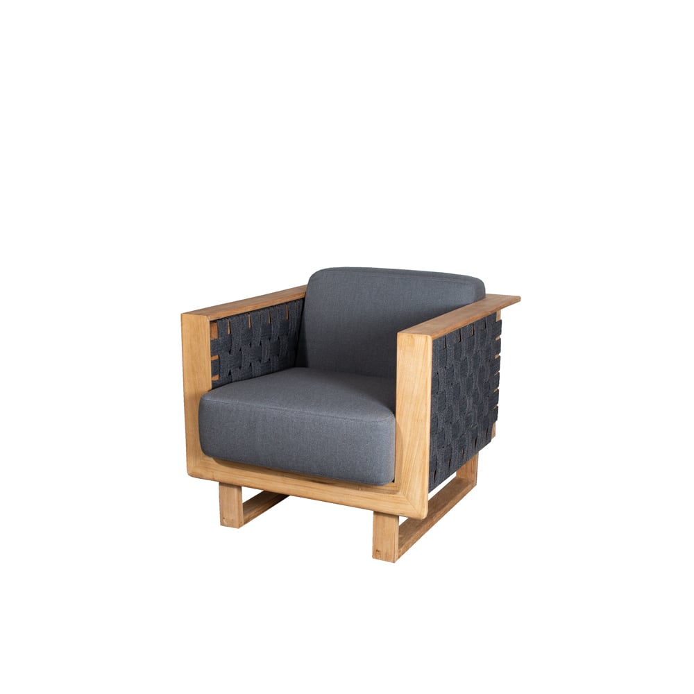 Cane-line Fotel wypoczynkowy Angle Dark Grey, drewno tekowe