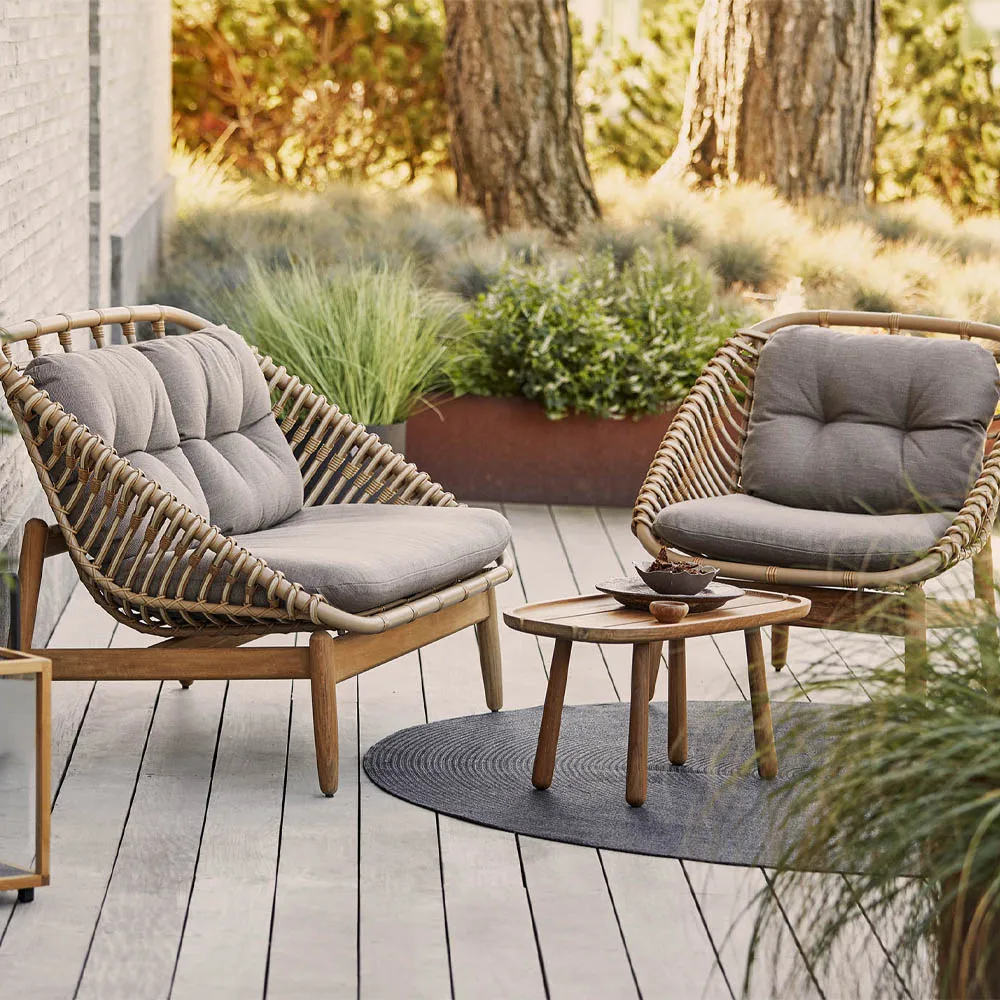 Fotel wypoczynkowy String, Cane-Line Airtouch taupe-drewno tekowe Cane-line