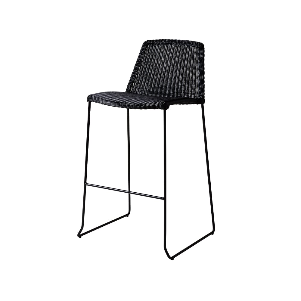 Cane-line Krzesło barowe Breeze Black | Skandynawski Design | Krzesła ogrodowe | Czarny