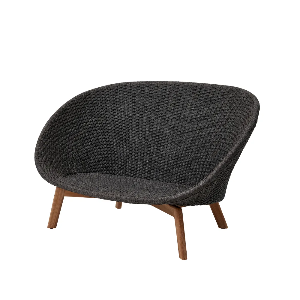 Sofa 2-osobowa Peacock Soft Rope, Dark Grey, drewno tekowe Cane-line