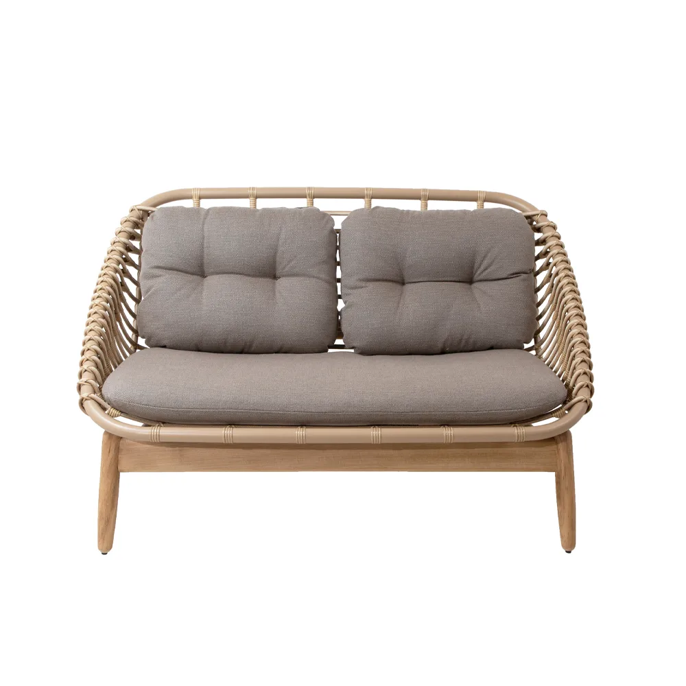 Sofa 2-osobowa String z nogami z drewna tekowego, Cane-Line Airtouch Taupe Cane-line