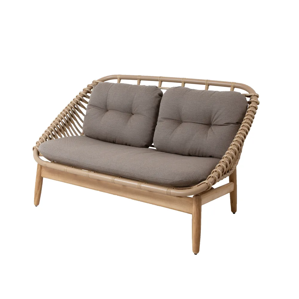 Sofa 2-osobowa String z nogami z drewna tekowego, Cane-Line Airtouch Taupe Cane-line