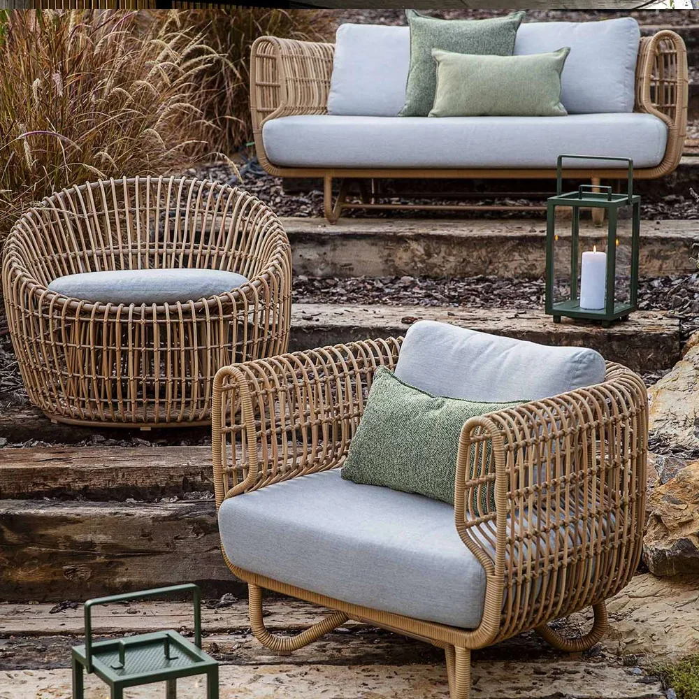 Sofa 3-osobowa Nest Weave, Naturalny, Cane-Line Natté Light Grey Cane-line