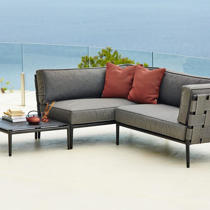 Sofa modułowa Conic, Cane-Line Airtouch grey, lewostronna, w zestawie z poduszkami Cane-line