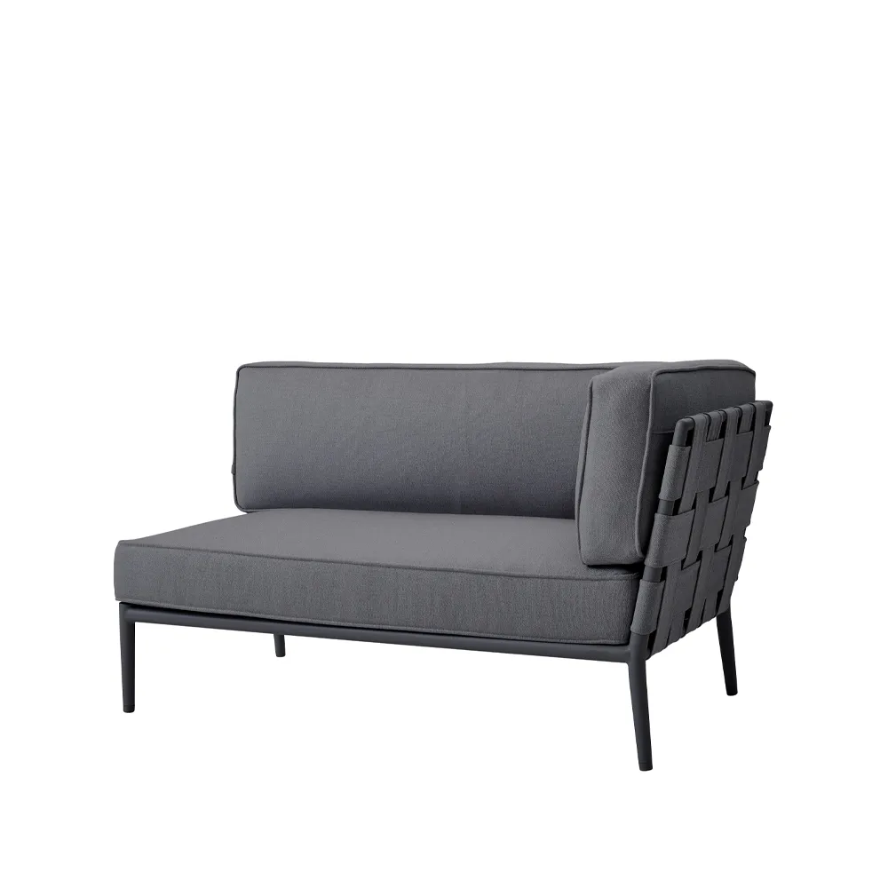 Sofa modułowa Conic, Cane-Line Airtouch grey, lewostronna, w zestawie z poduszkami Cane-line