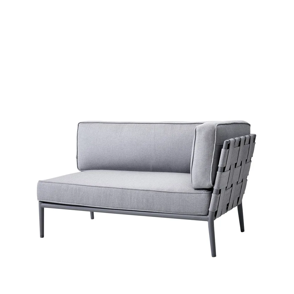 Sofa modułowa Conic, Light Grey-lewostronna w zestawie z poduszkami Cane-line