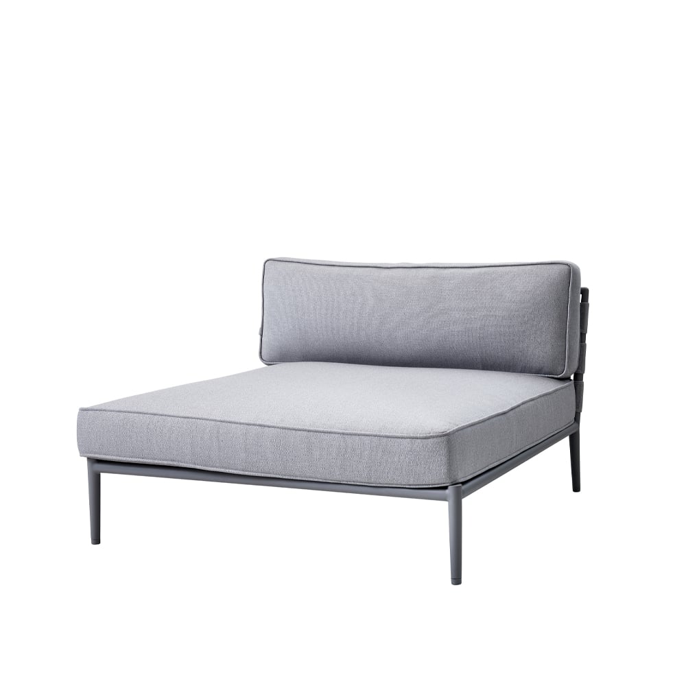 Cane-line Sofa modułowa Conic Light Grey - leżanka w zestawie z poduszkami