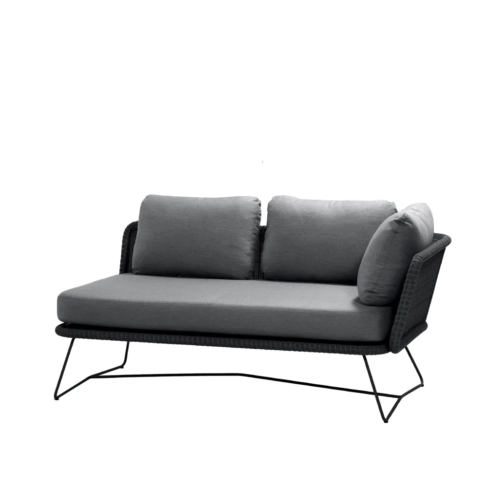 Sofa modułowa Horizon, Cane-Line Natté Grey-lewostronna-Black stelaż Cane-line