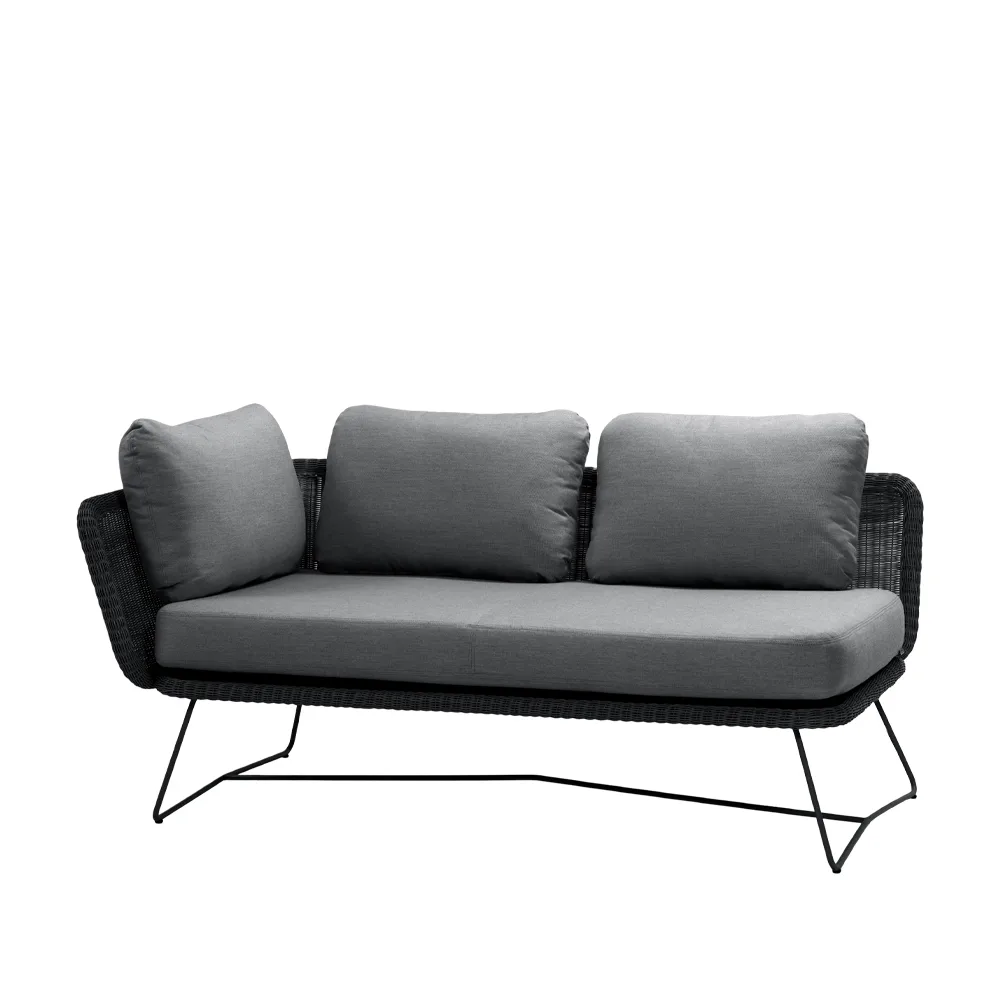 Sofa modułowa Horizon, Cane-Line Natté Grey, prawostronna, Black stelaż Cane-line