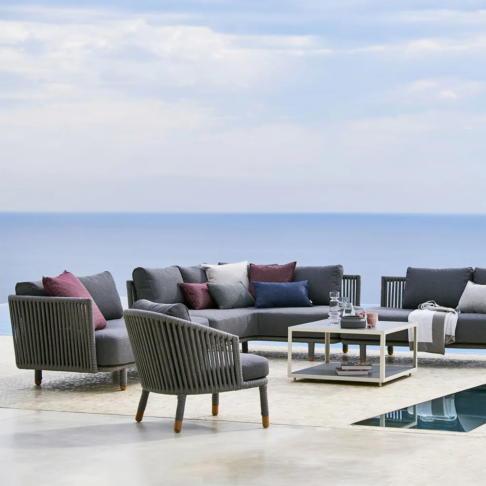 Sofa modułowa Moments, 2-osobowa szara, lewostronna, Cane-Line soft rope Cane-line