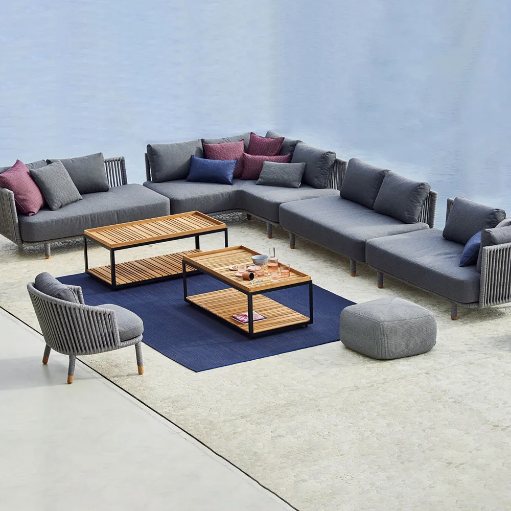 Sofa modułowa Moments, Szary, narożnik, Cane-Line soft rope Cane-line