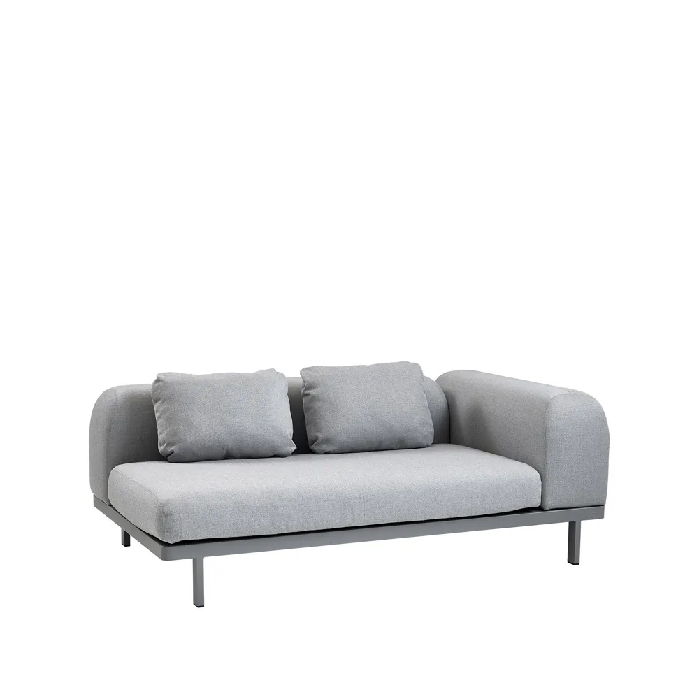Sofa modułowa Space 2-osobowa, jasnoszara, Prawostronna, szary stelaż aluminiowy Cane-line