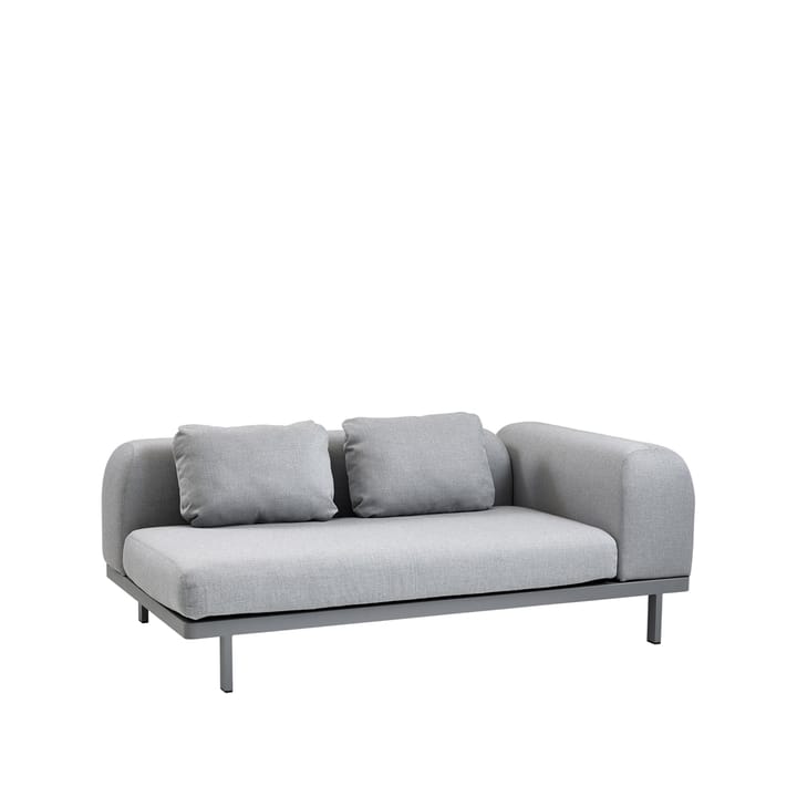 Sofa modułowa Space 2-osobowa, jasnoszara - Prawostronna, szary stelaż aluminiowy - Cane-line