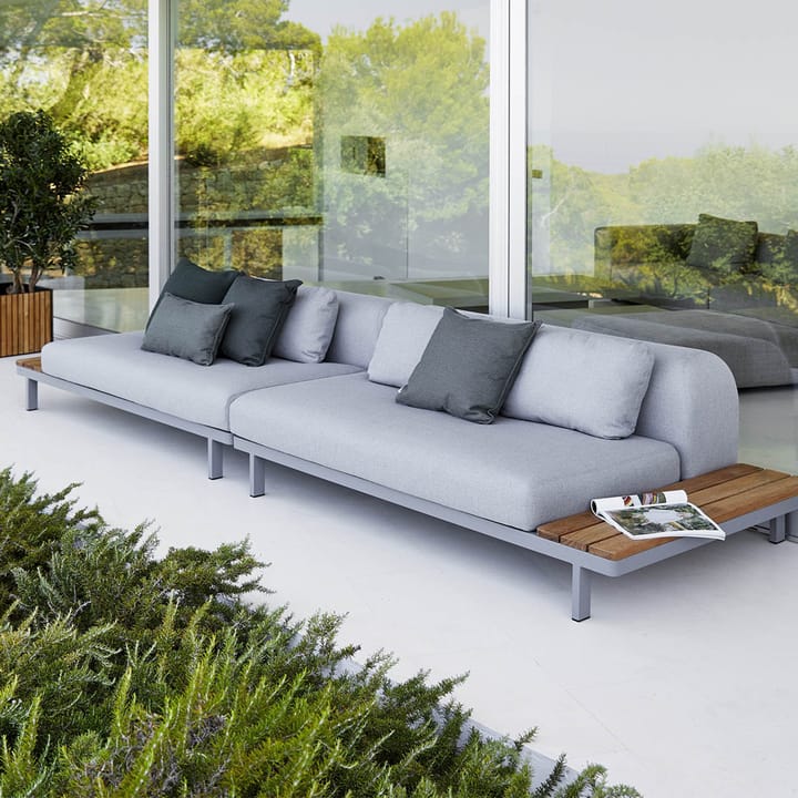Sofa modułowa Space 2-osobowa, jasnoszara, Prawostronna, szary stelaż aluminiowy Cane-line