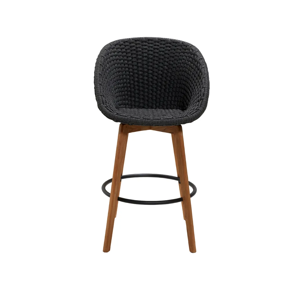 Stołek barowy Peacock, Dark Grey, nogi z drewna tekowego Cane-line