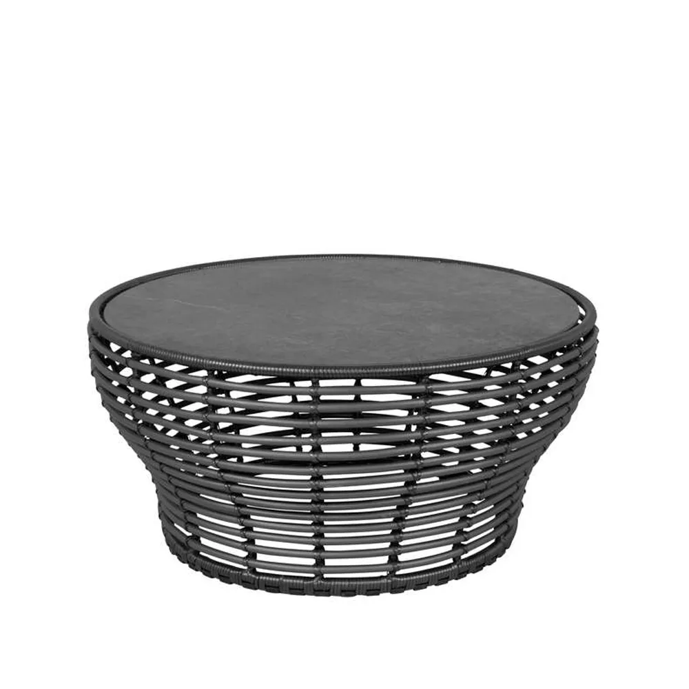 Stolik kawowy Basket, Fossil black, duży, szary pleciony stelaż Cane-line