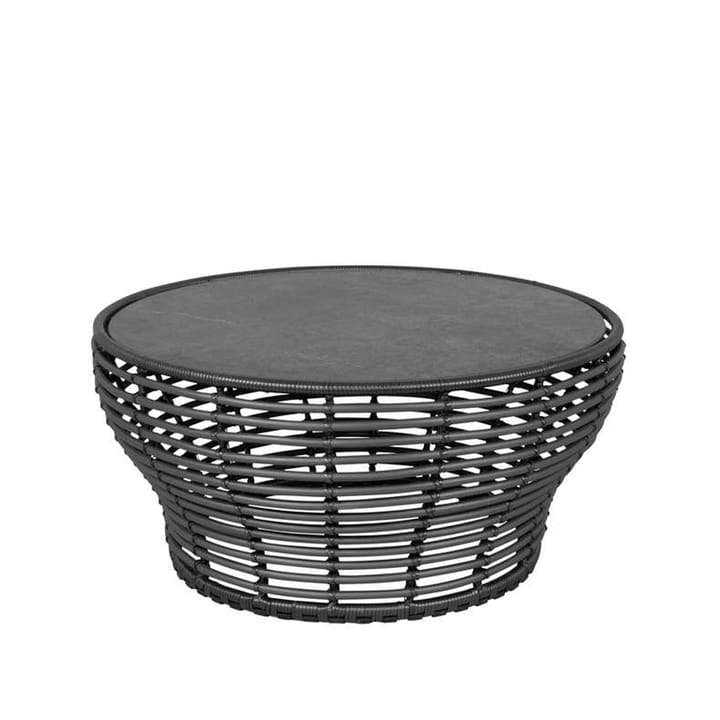 Stolik kawowy Basket - Fossil black, duży, szary pleciony stelaż - Cane-line