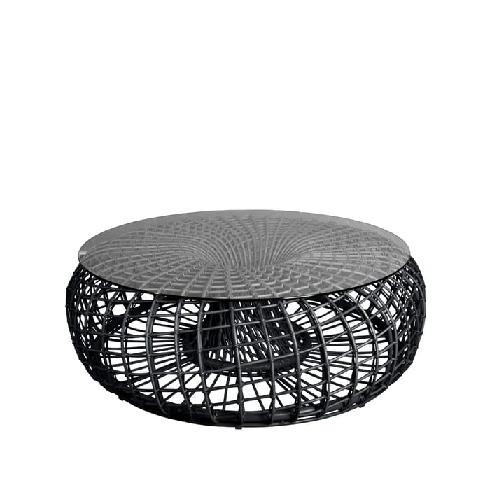 Stolik/podnóżek Nest - Lava Grey, duży, w komplecie z blatem szklanym - Cane-line