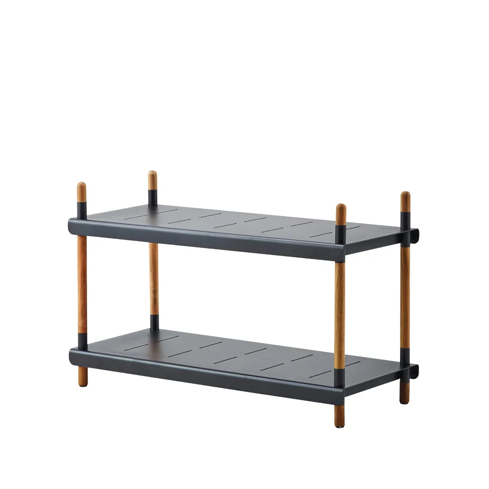 System półek Frame, Lava Grey, niskie, drewno tekowe Cane-line