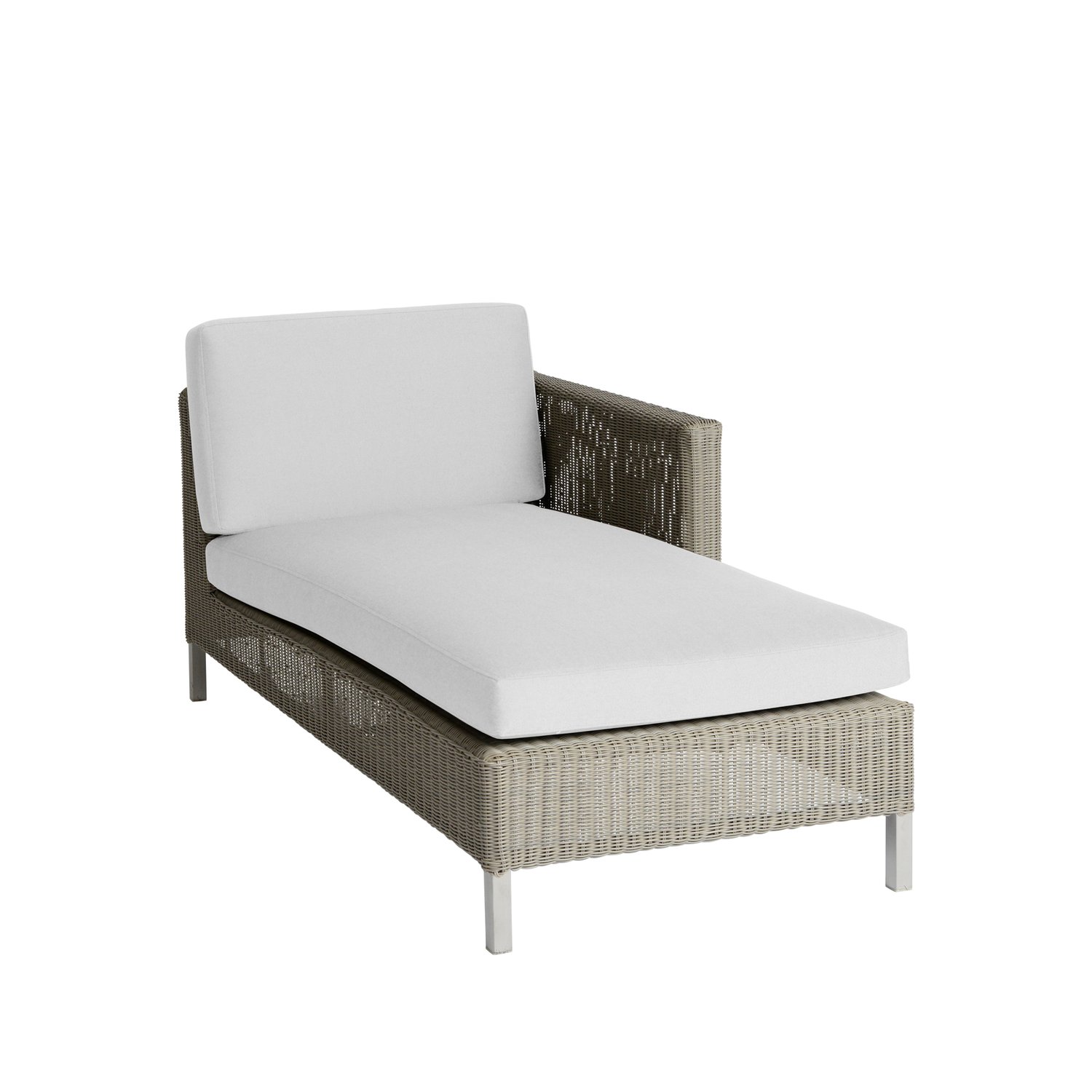 Cane-line Szezlong Connect Taupe, białe poduszki | Skandynawski Design | Beżowy