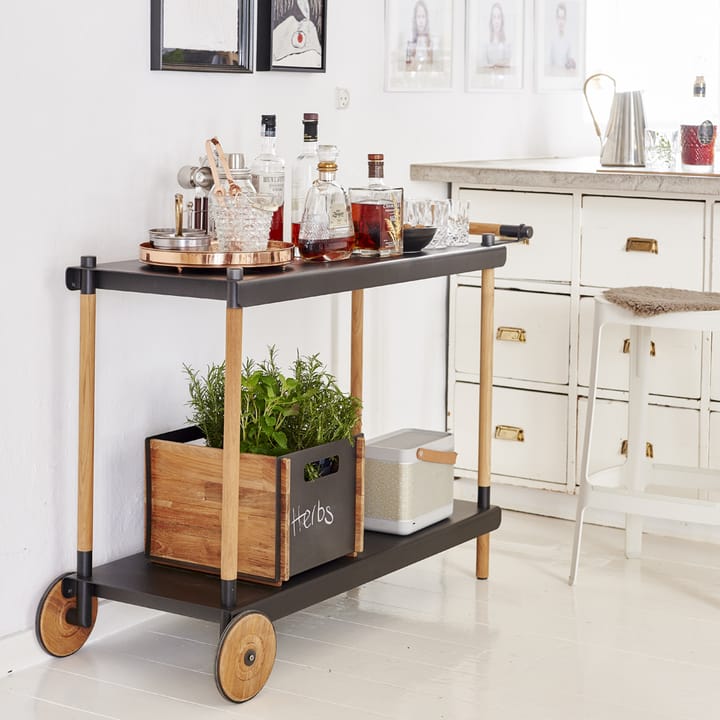 Wózek do serwowania Frame, Lava Grey, stelaż z drewna tekowego Cane-line