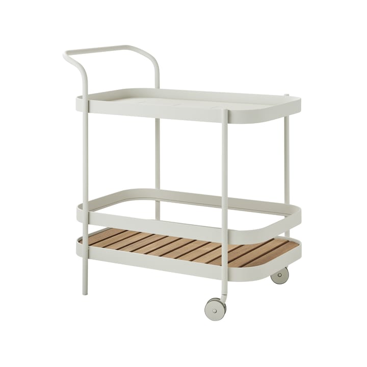 Wózek do serwowania Roll, White, w zestawie z blatem z drewna tekowego Cane-line