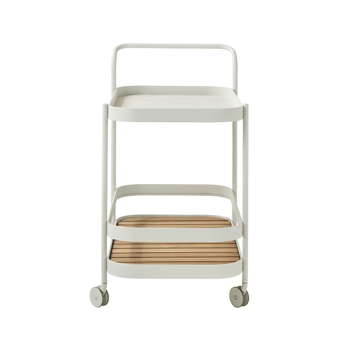 Wózek do serwowania Roll, White, w zestawie z blatem z drewna tekowego Cane-line
