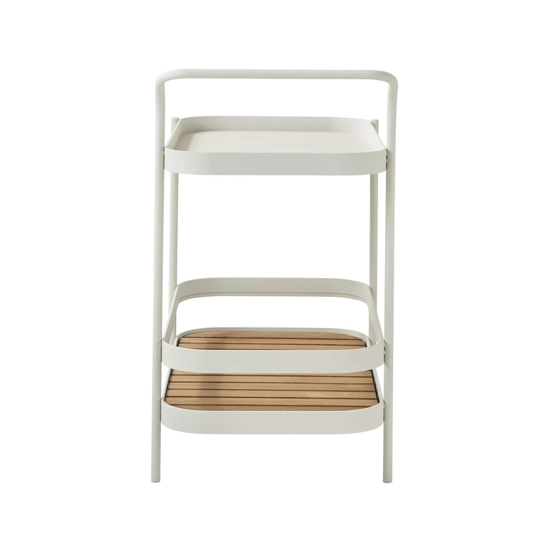 Wózek do serwowania Roll, White, w zestawie z blatem z drewna tekowego Cane-line