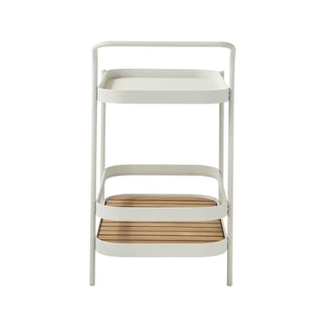 Wózek do serwowania Roll - White, w zestawie z blatem z drewna tekowego - Cane-line