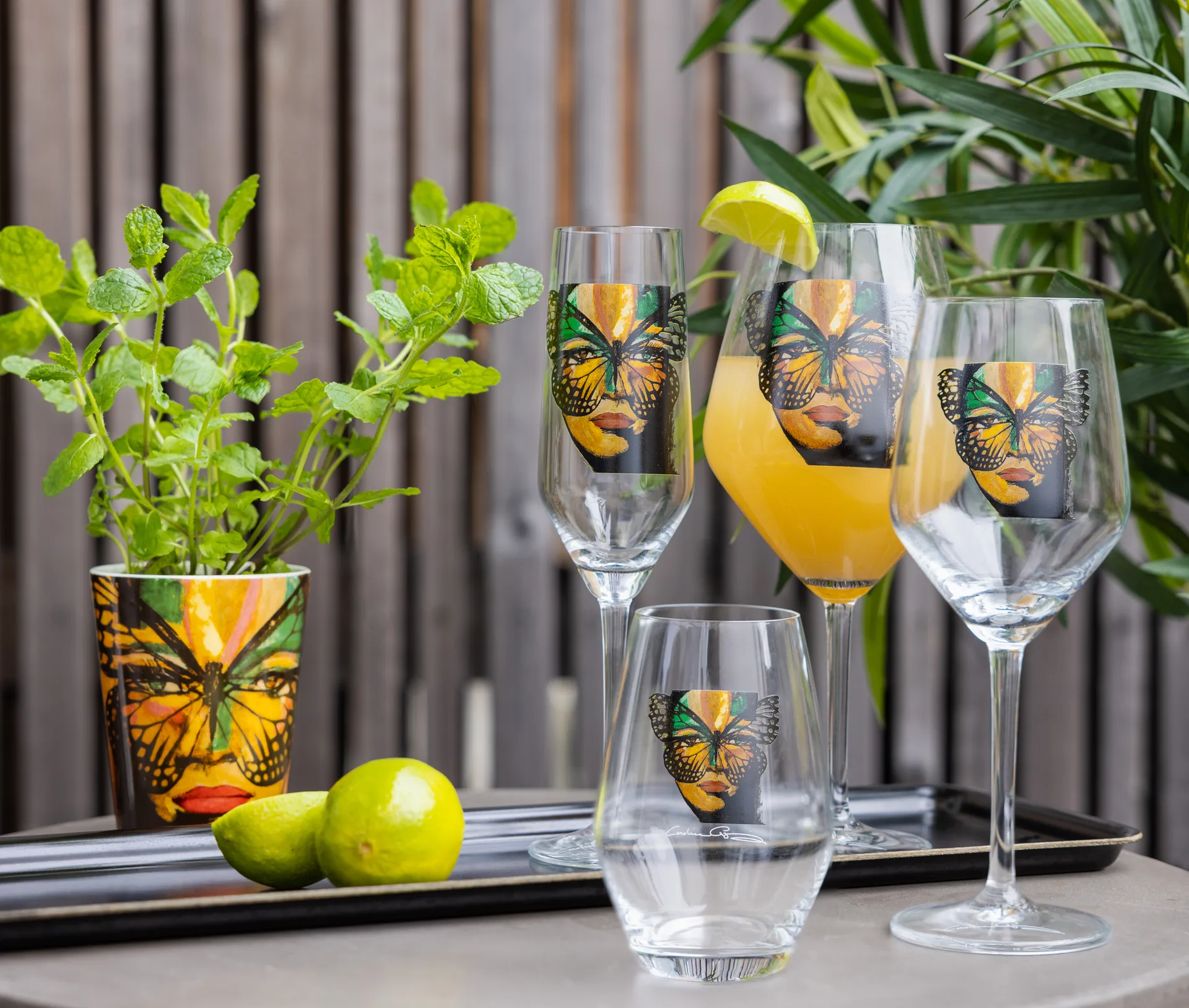 Golden Butterfly tumbler szklanka 35 cl, Clear Carolina Gynning