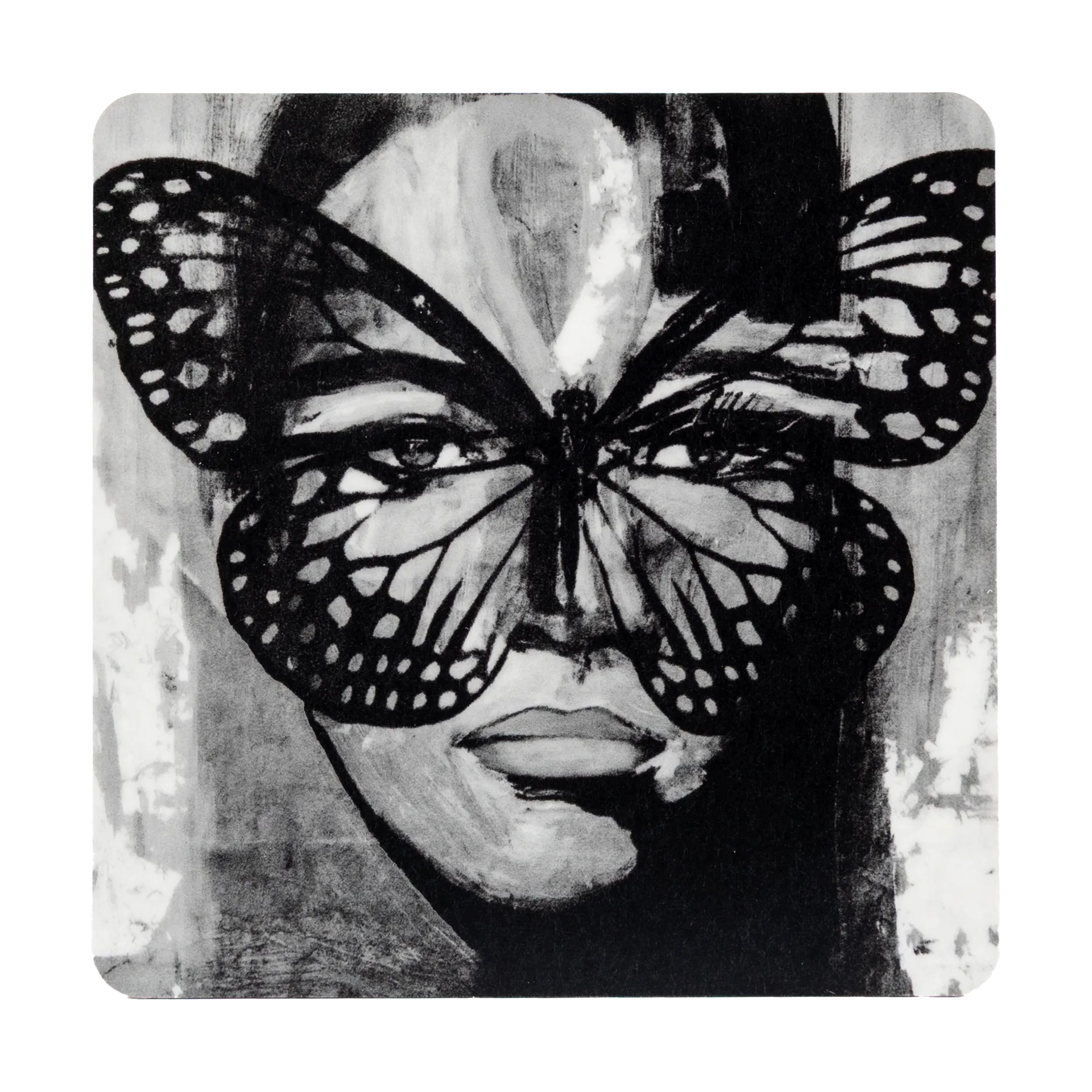 Podkładka pod szklankę Golden Butterfly 9x9 cm, Black-white Carolina Gynning