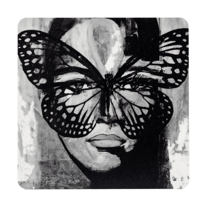 Podkładka pod szklankę Golden Butterfly 9x9 cm - Black-white - Carolina Gynning