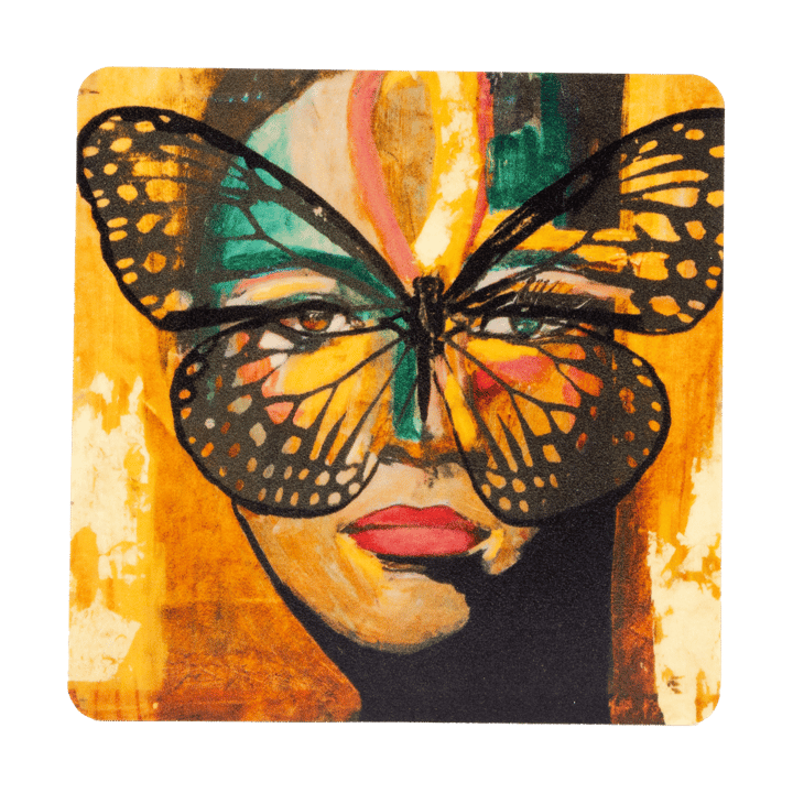 Podkładka pod szklankę Golden Butterfly 9x9 cm - Orange-black - Carolina Gynning
