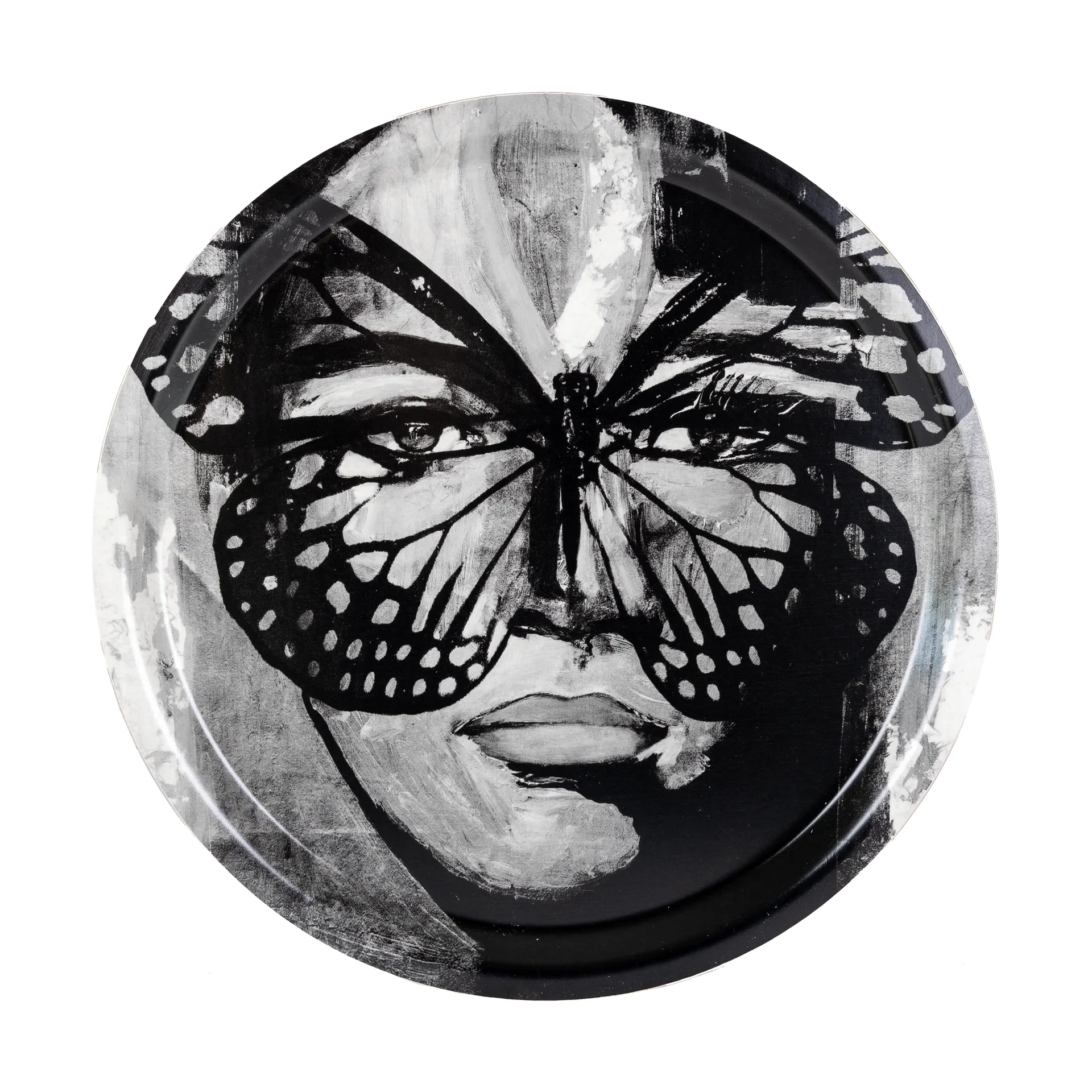 Taca Golden Butterfly Ø31 cm, Black-white Carolina Gynning