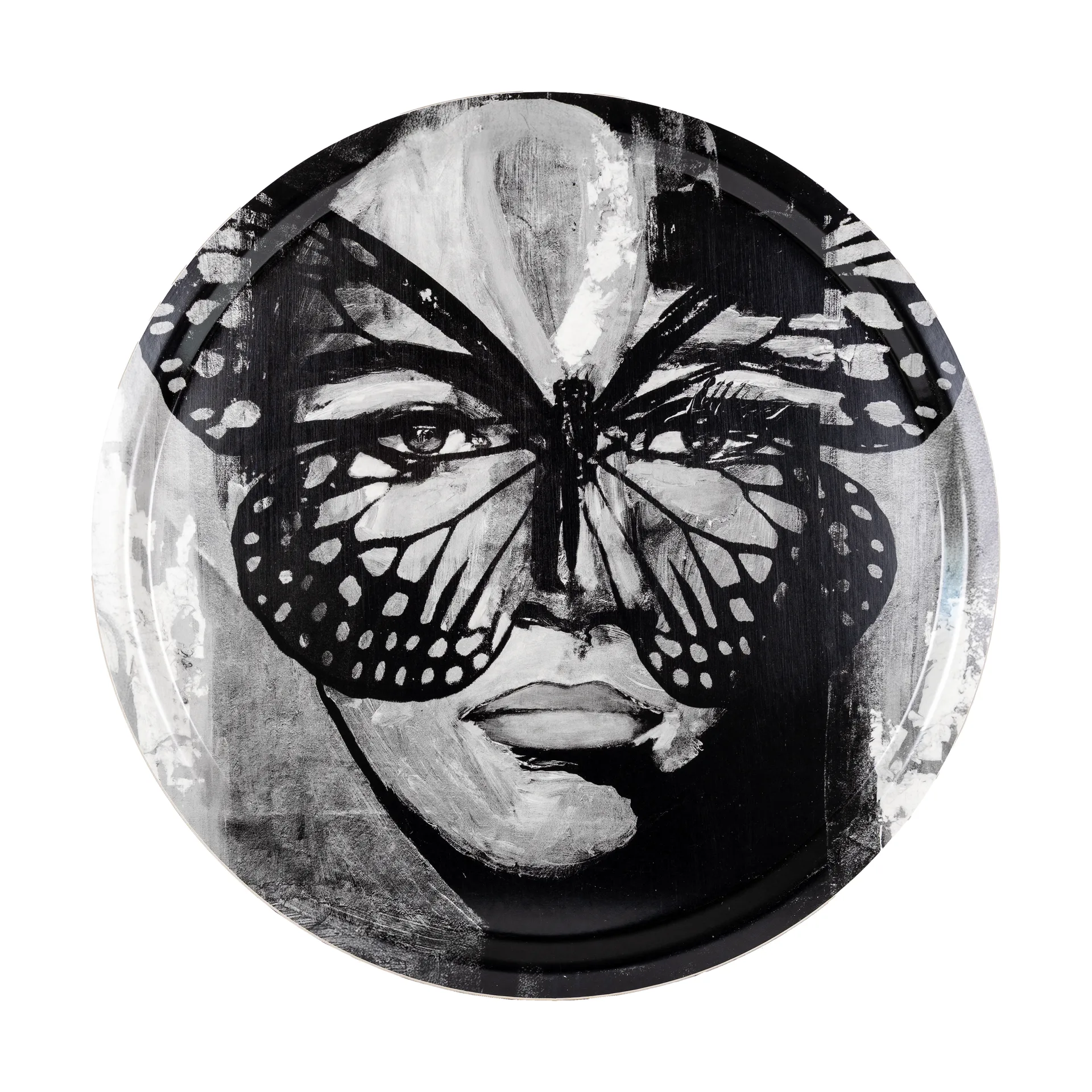 Taca Golden Butterfly Ø46 cm, Black-white Carolina Gynning