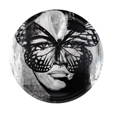 Taca Golden Butterfly Ø46 cm - Black-white - Carolina Gynning