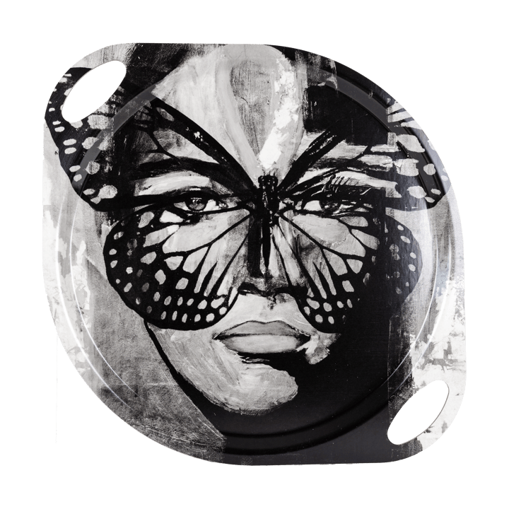 Taca z uchwytami Golden Butterfly 38x47 cm - Black-white - Carolina Gynning