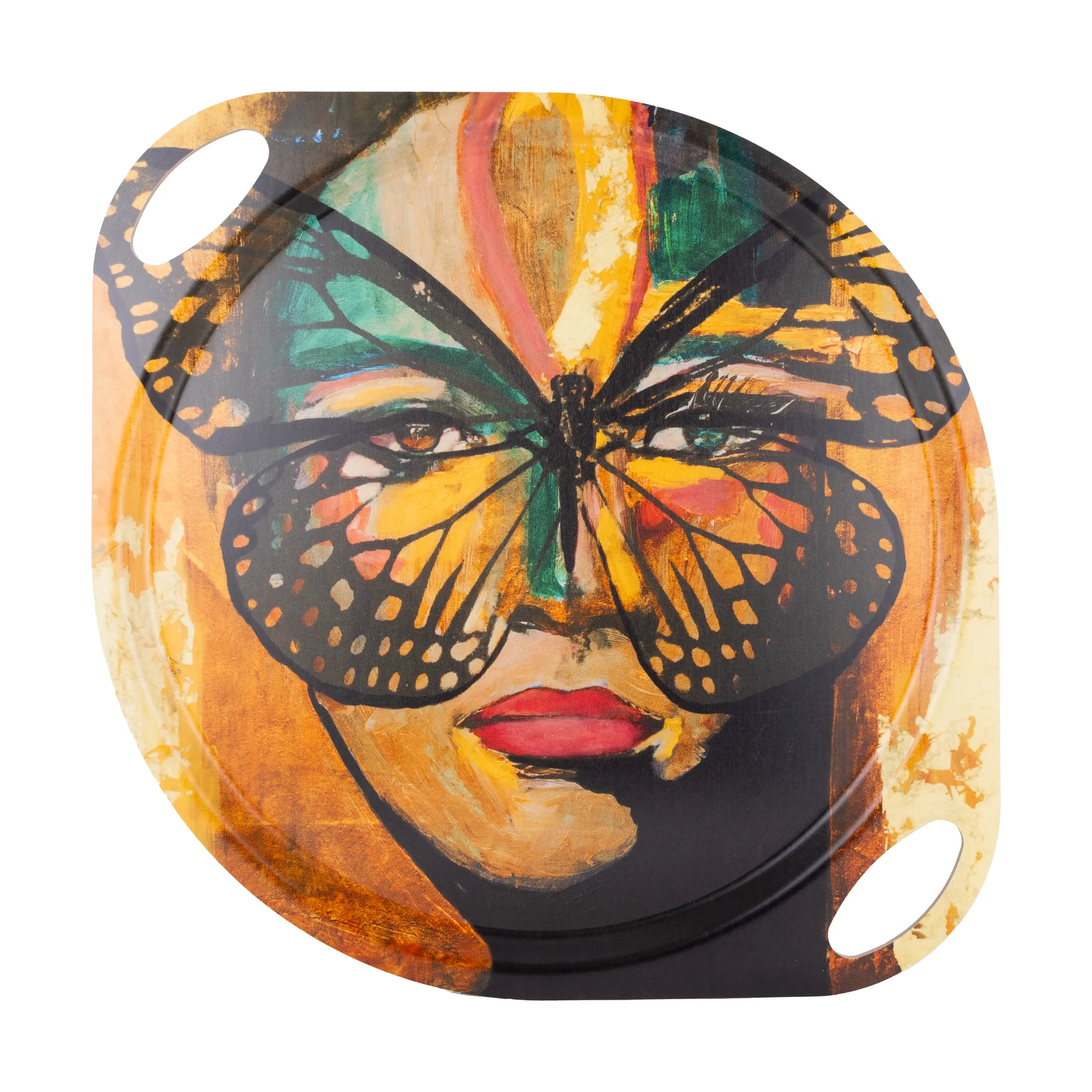 Taca z uchwytami Golden Butterfly 38x47 cm, Orange-black Carolina Gynning