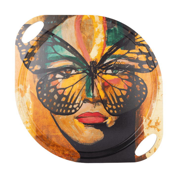 Taca z uchwytami Golden Butterfly 38x47 cm - Orange-black - Carolina Gynning