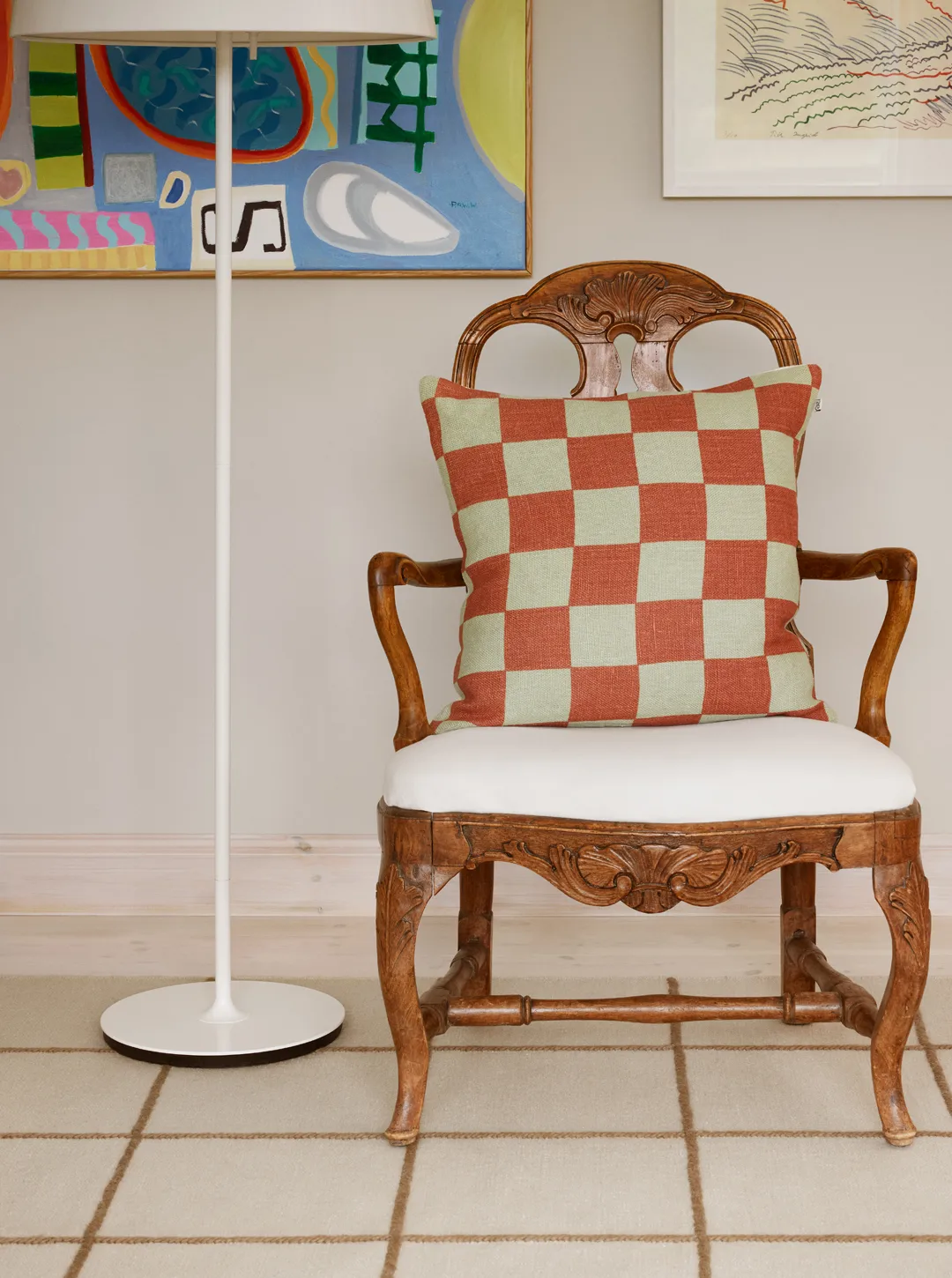 Buffalo Check, Aqua-apricot orange, 50x50 cm Chhatwal & Jonsson