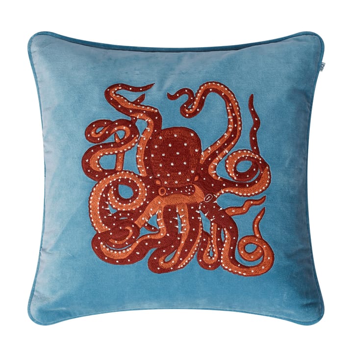 Haftowana poszewka na poduszkę Octopus 50x50 cm - Heaven blue-orange-rose - Chhatwal & Jonsson