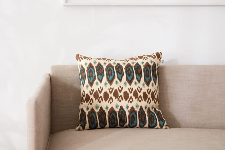 Ikat Bombaj poszewka na poduszkę 50x50 cm - Taupe-heaven blue-aqua - Chhatwal & Jonsson
