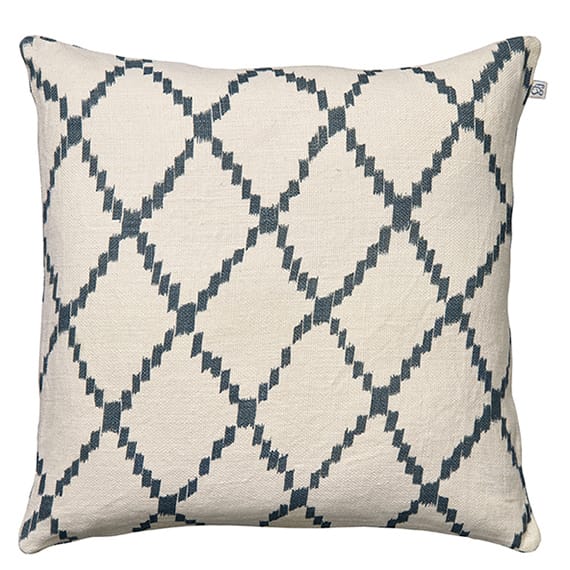 Ikat Kerela poszewka na poduszkę 50x50 cm - Biało-niebieski - Chhatwal & Jonsson