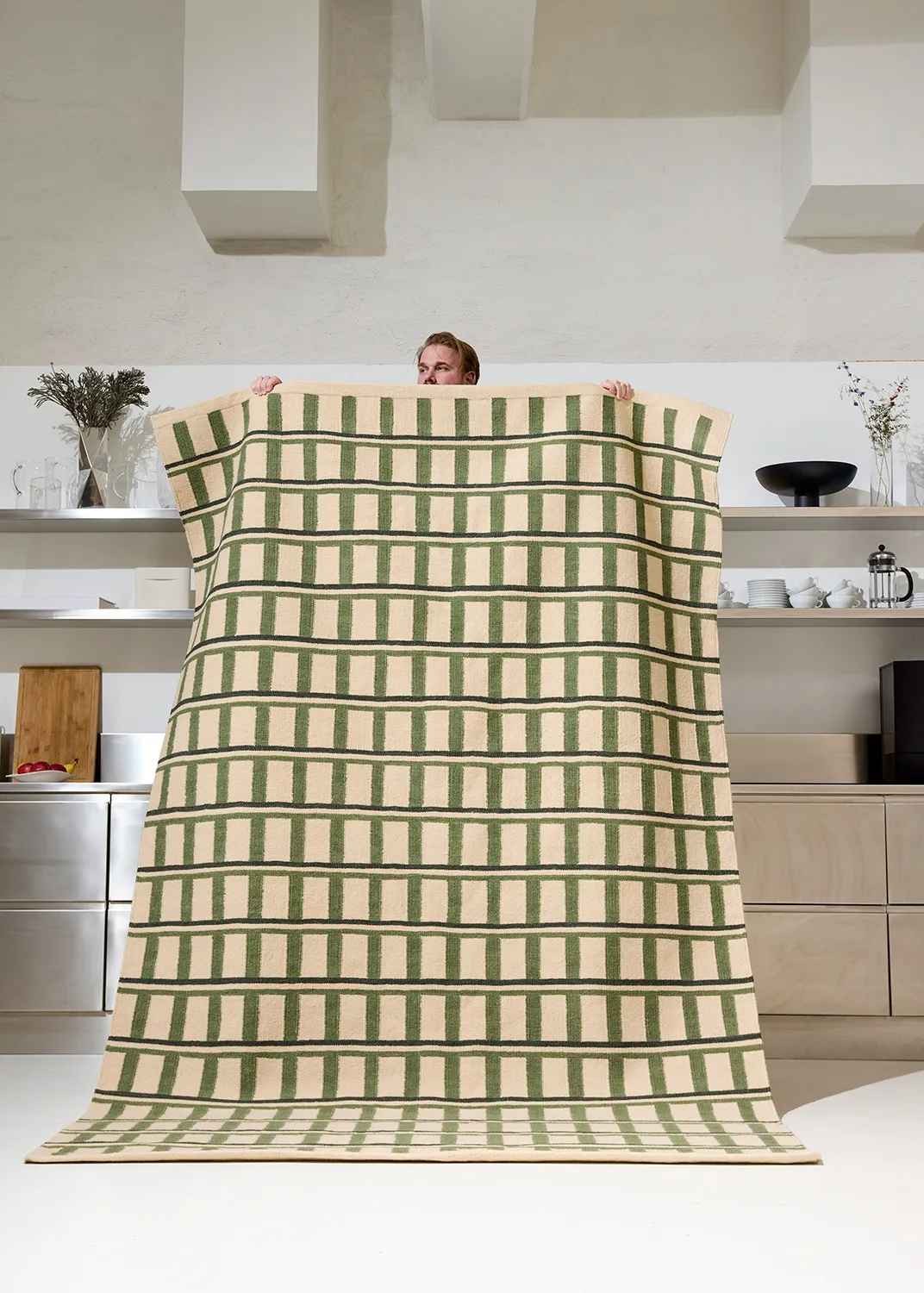 Mysore dywan z wełny, Off white-green-dark green, 180x270 cm Chhatwal & Jonsson