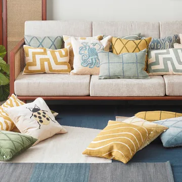 Poszewka na kółko 50x50 cm - Beżowy-ostry żółty - Chhatwal & Jonsson