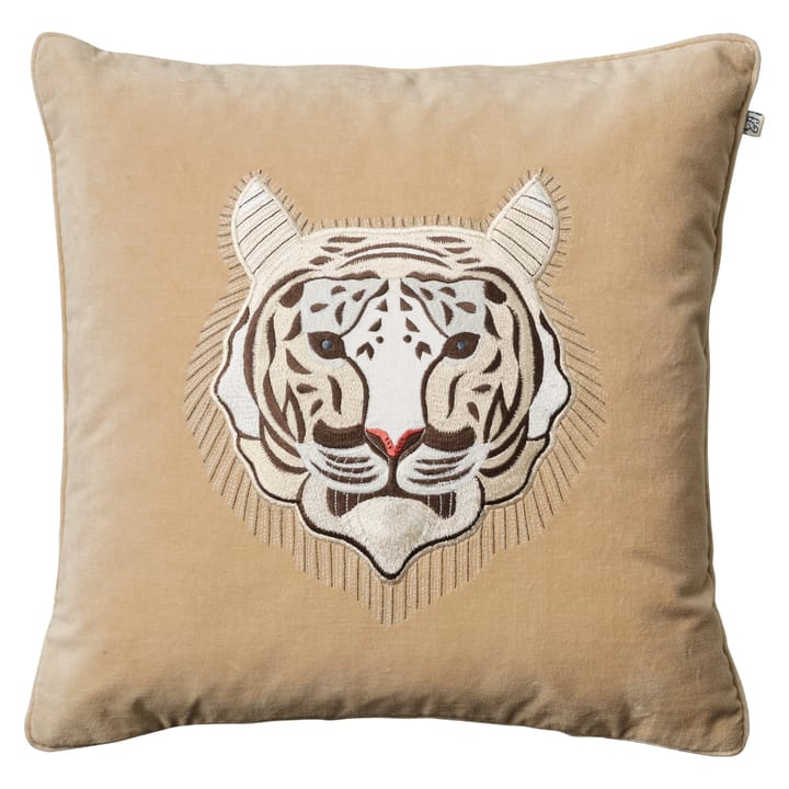 Poszewka na poduszkę haftowana Tygrys 50x50 cm - Beżowy - Chhatwal & Jonsson