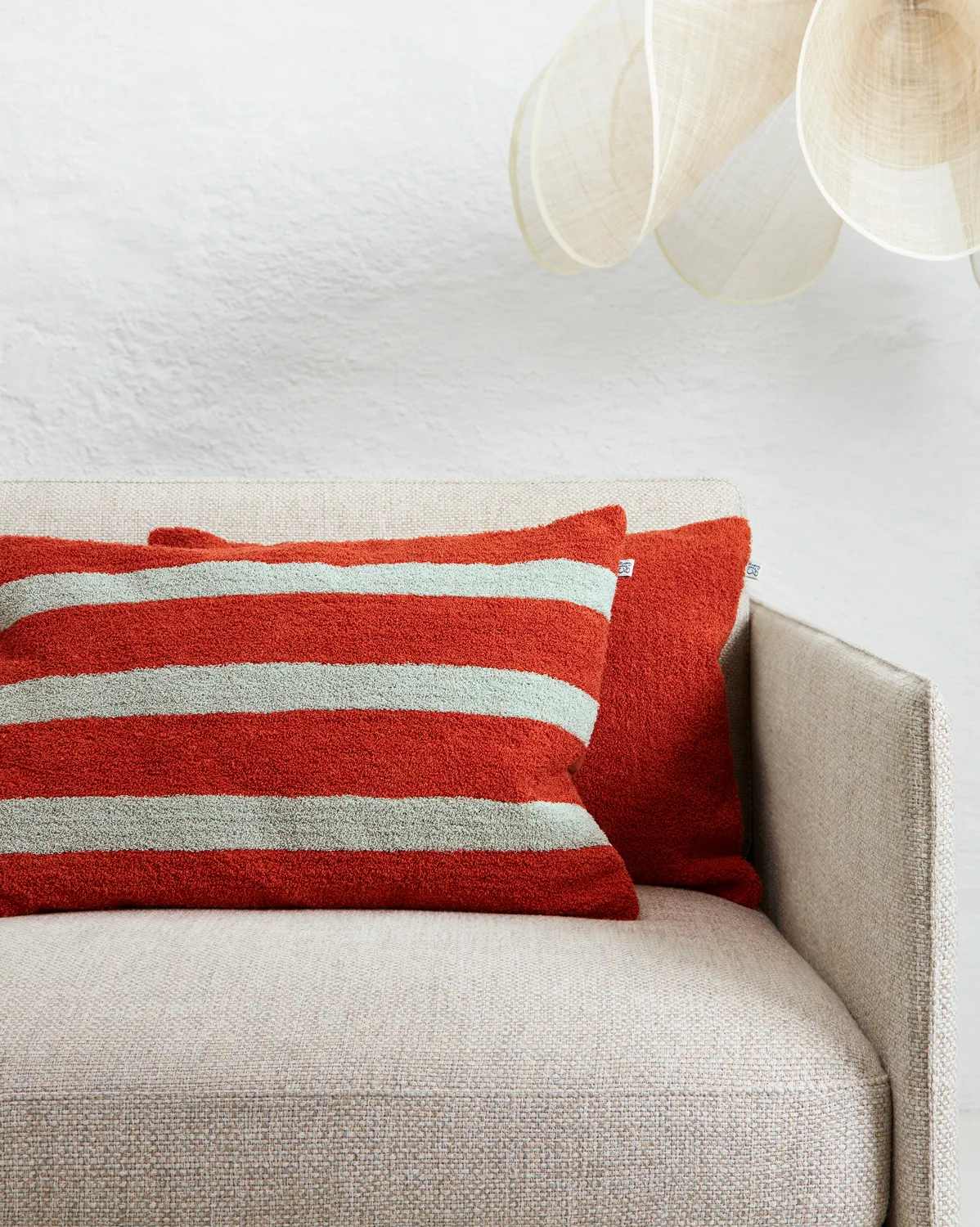 Stripe linen boucle poszewka na poduszkę 40x60 cm, Apricot orange-aqua Chhatwal & Jonsson